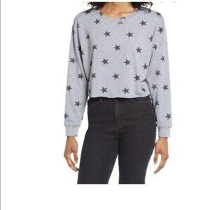 Grey cropped sweatshirt with black stare